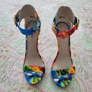 JustFab Blue and Green Heels Vibrant Design